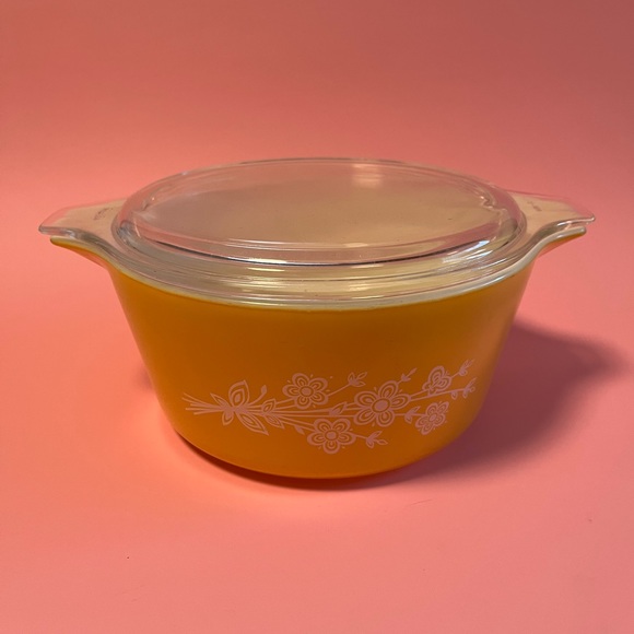 Vintage Pyrex 473 Casserole Bowl with Lid 470 Butterfly Gold 1 Qt - USA made - Picture 5 of 6